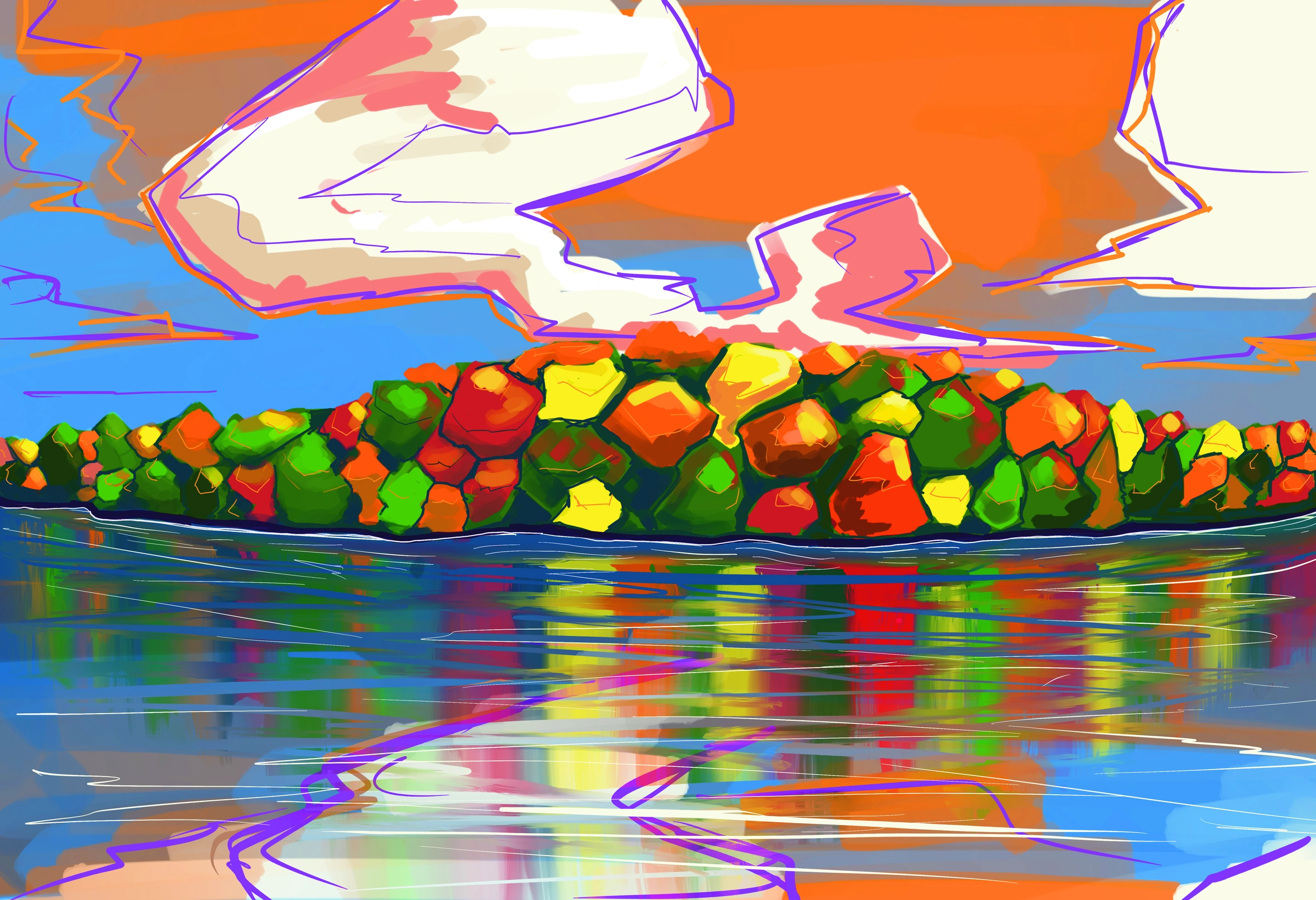 Colors on the Water II — Digital Painting by Gary Keeler